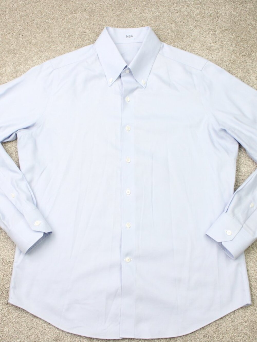 J. Hillburn Dress Shirt Men 16.75, 45.5 Blue NAubrey Non-Iron Cotton Long Sleeve